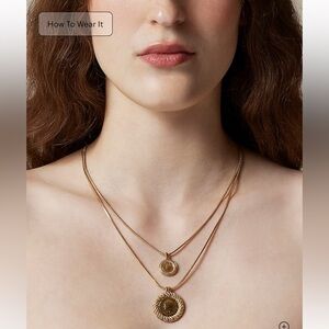NWT J.crew Layered coin pendant necklace shiny matte gold